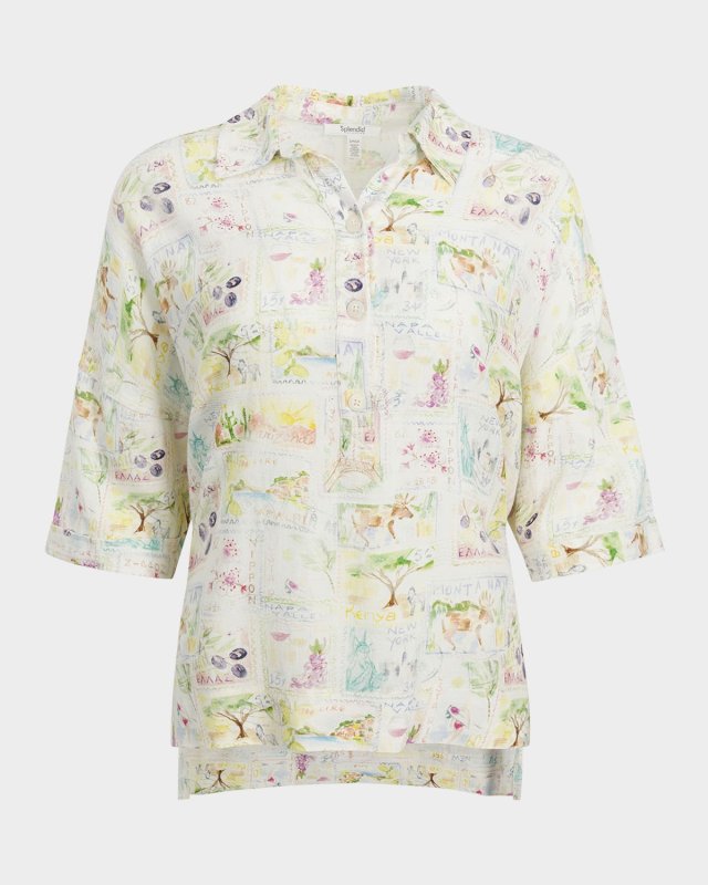 Coastal Postcard Linen-Blend Shirt